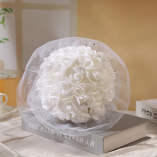 0050 1pc bouquet of artificial hand bouquets, love, beautiful creative pearl design, suitable for the wedding bride and groom, weddin