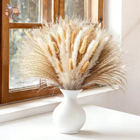 0077 Dried Flowers Natural Pampas Grass Rabbit Tails Reed Bouquet Bohemian Chic Home Decoration Wedding Aisle Centerpiece Arrangement