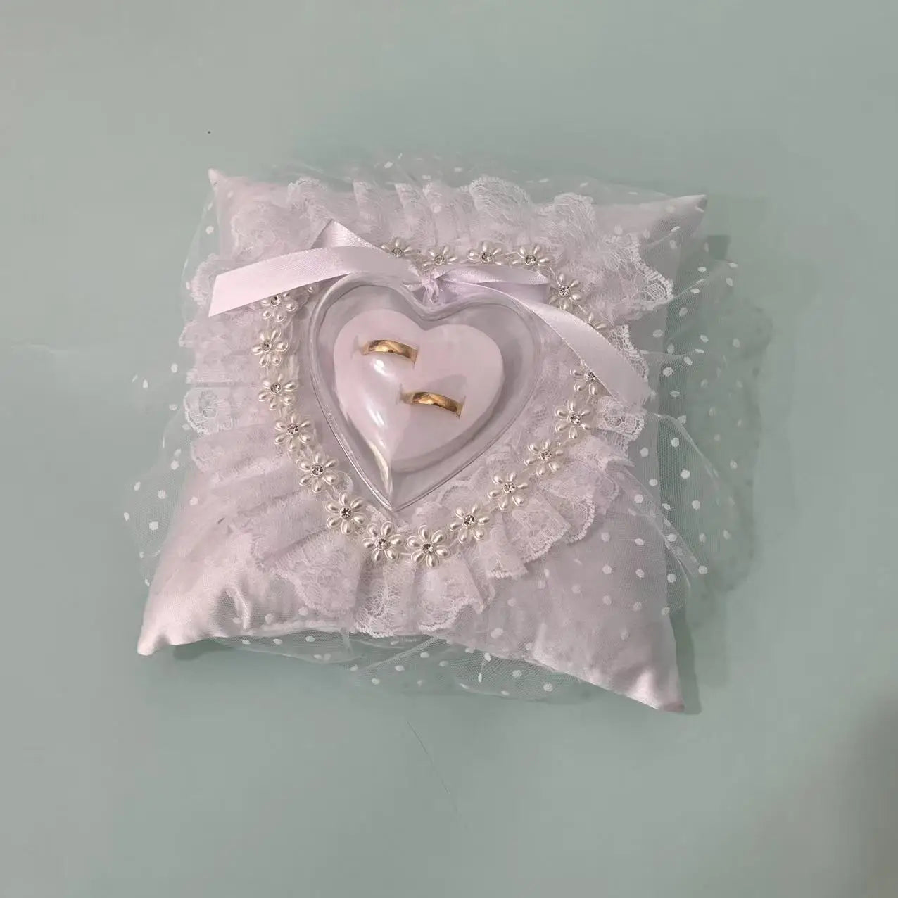 0052 Wedding Ring Pillow - Elegant Ring Bearer Cushion for Bride and Groom's Ceremonial Exchange