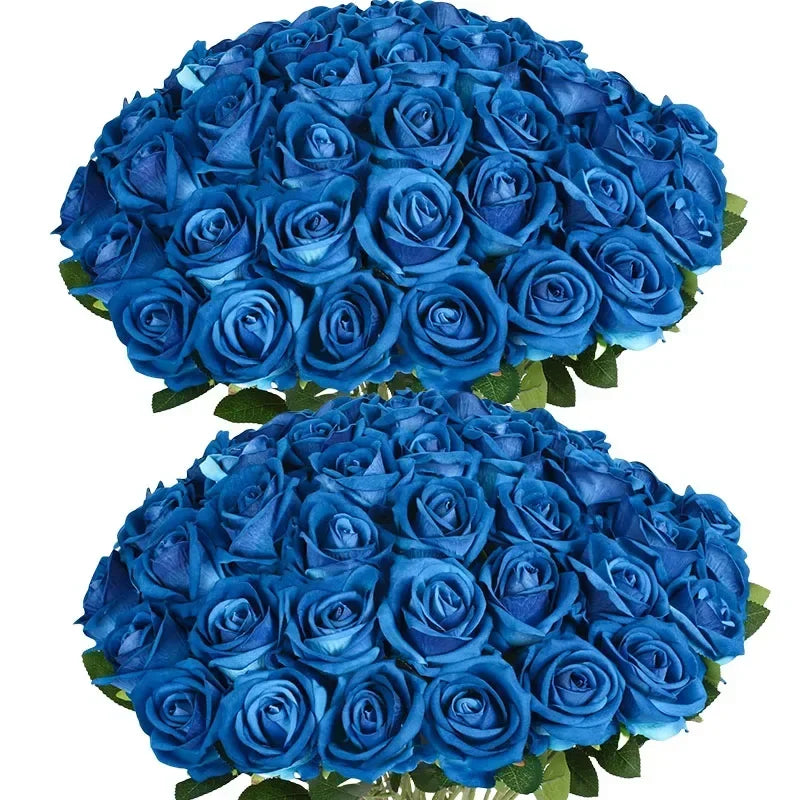0087 50 Pcs Velvet Artificial Roses – Real Touch Fake Flowers for Wedding, Valentine’s & Home Décor
