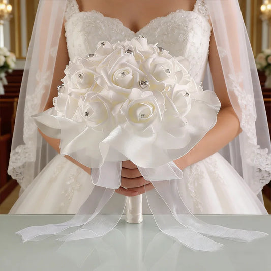 0057 The bride's wedding heart-shaped bouquet of artificial flowers. Luxurious wedding decoration. Handcrafted. Suitable for various