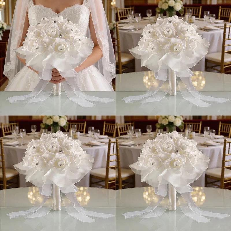 0057 The bride's wedding heart-shaped bouquet of artificial flowers. Luxurious wedding decoration. Handcrafted. Suitable for various