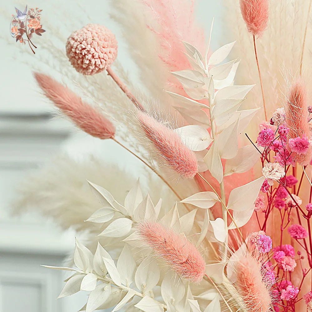 0075 Pink White Dried Flowers Mariage Bouquet Centerpieces for Weddings Natural Pampas Grass Real Gypsophile Nordic Boho Home Decor