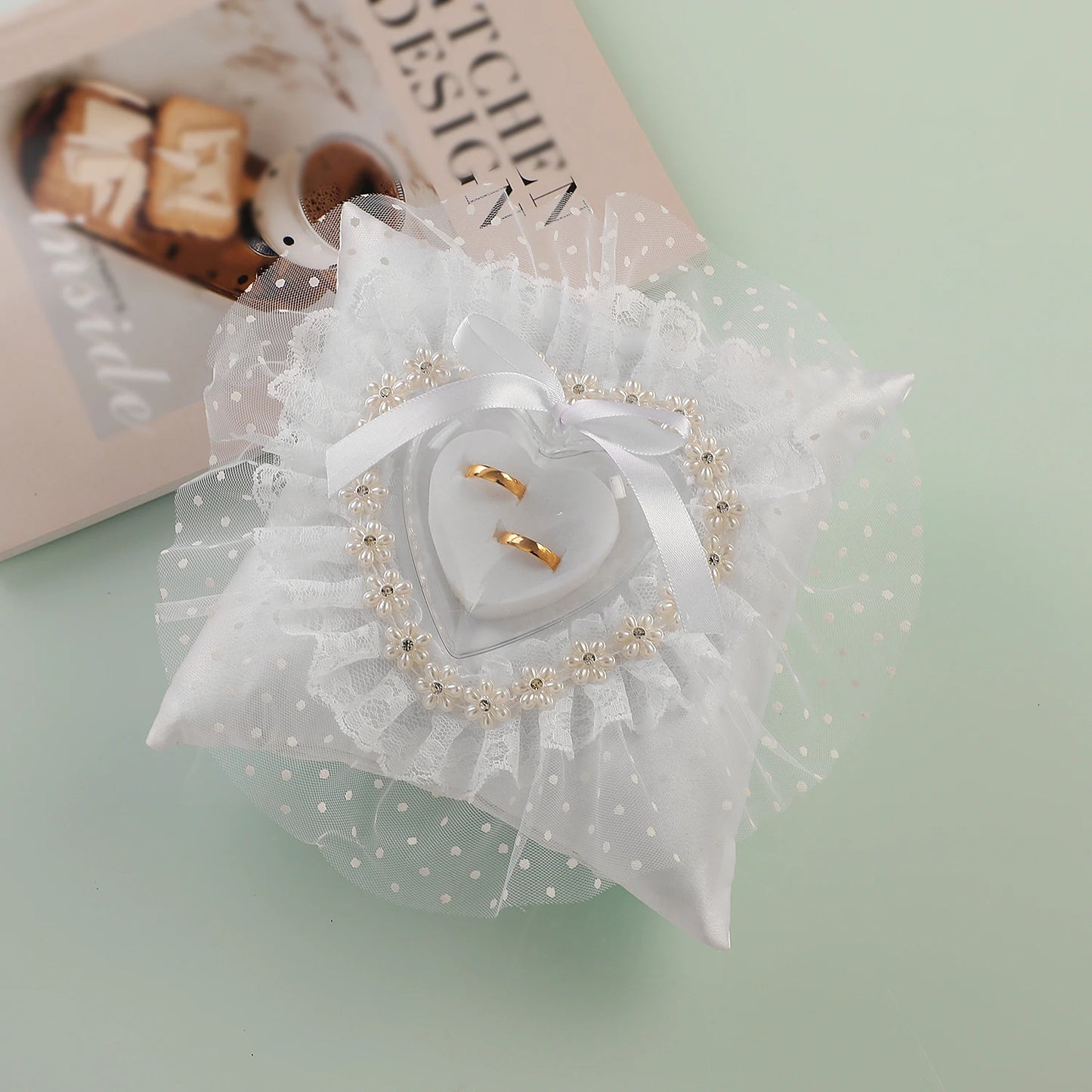 0052 Wedding Ring Pillow  - Elegant Ring Bearer Cushion for Bride and Groom's Ceremonial Exchange