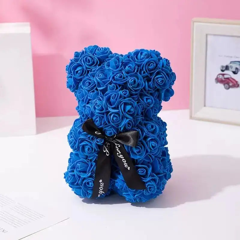 0089 25cm Teddy Rose Flower Bear with Gift Box – Romantic Valentine’s, Anniversary & Wedding Keepsake