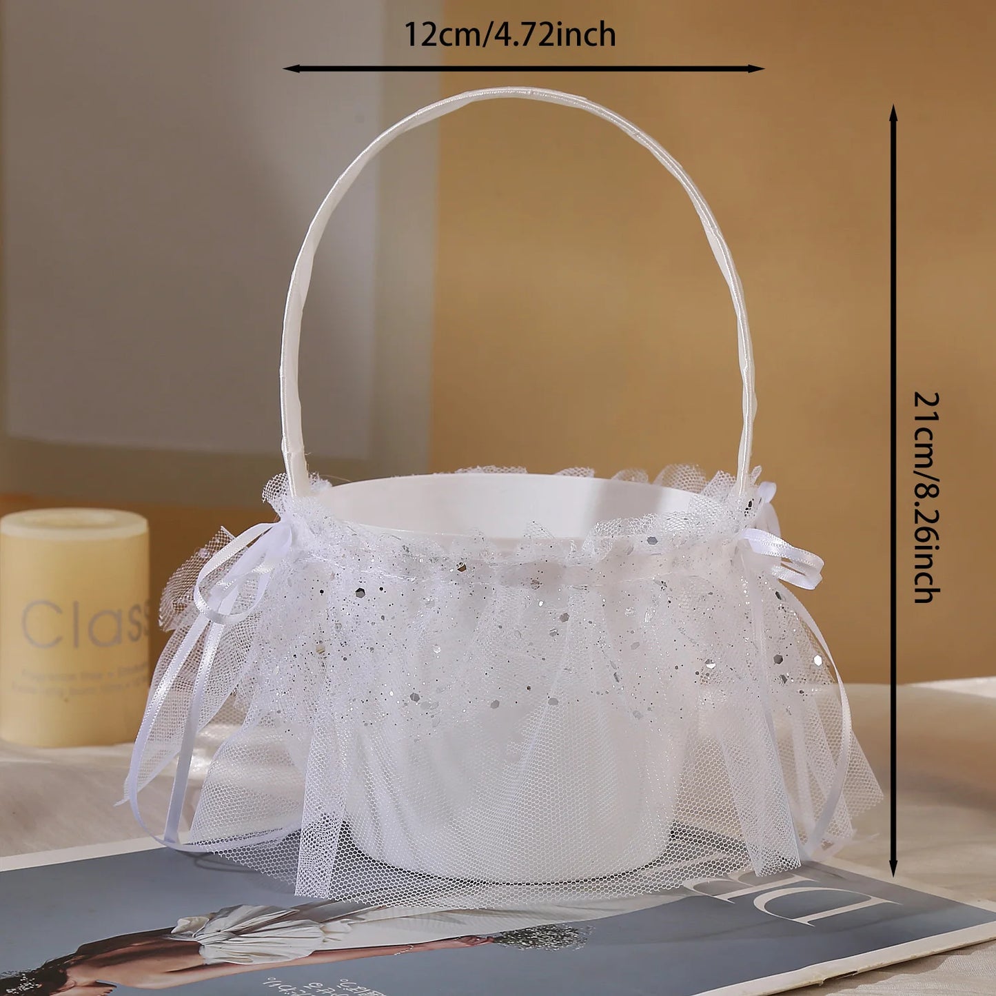 0058 Romantic Wedding Decoration Flower Basket Bridesmaid Bouquet Holder Basket for Wedding Celebration Site Decoration