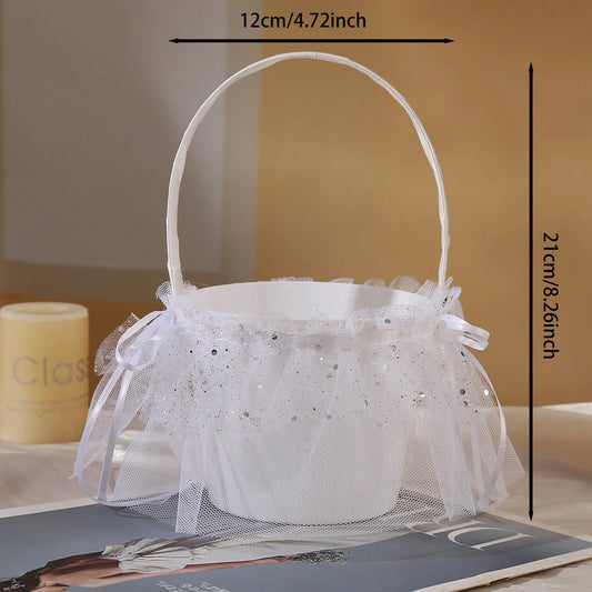 0058 Romantic Wedding Decoration Flower Basket Bridesmaid Bouquet Holder Basket for Wedding Celebration Site Decoration