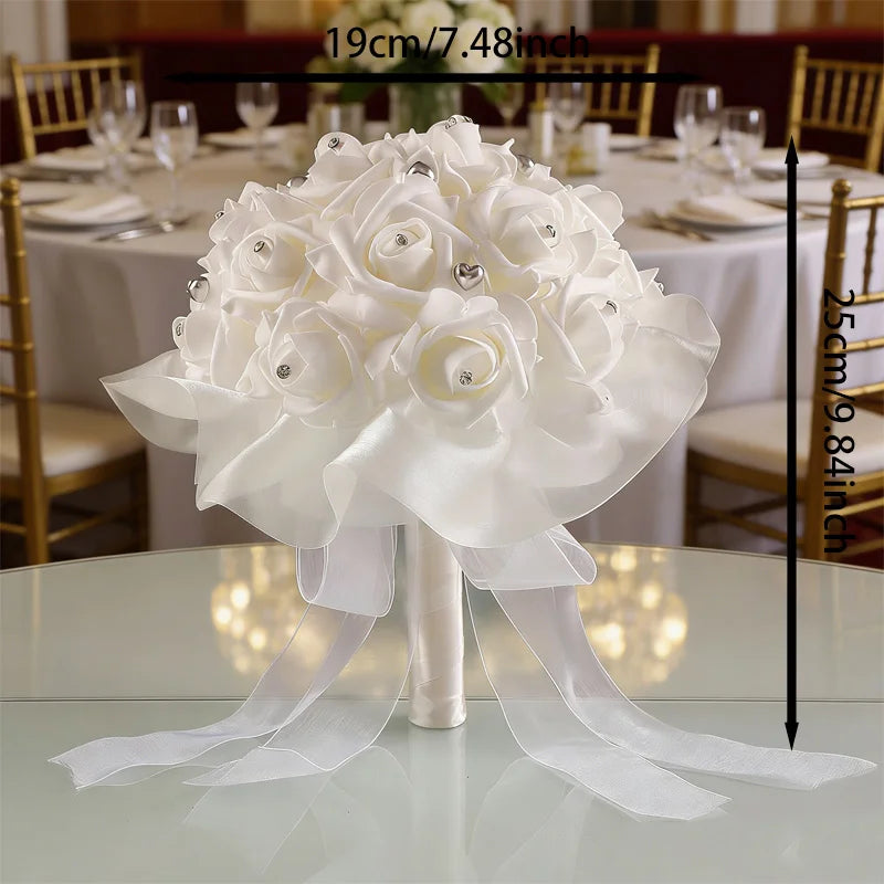 0057 The bride's wedding heart-shaped bouquet of artificial flowers. Luxurious wedding decoration. Handcrafted. Suitable for various