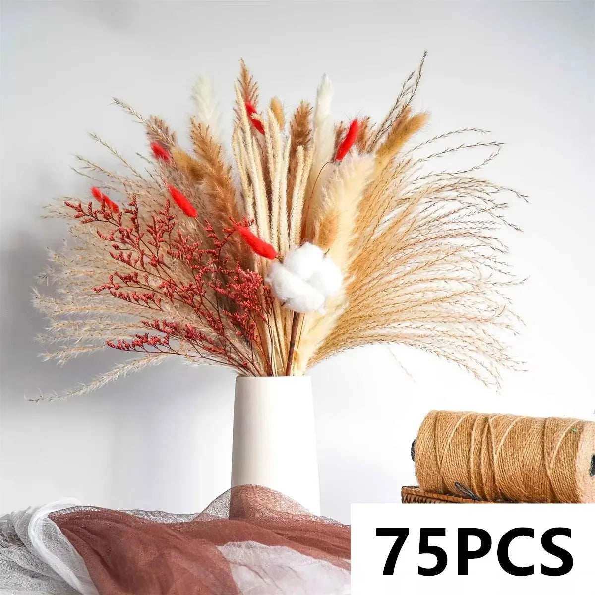 0075 Pink White Dried Flowers Mariage Bouquet Centerpieces for Weddings Natural Pampas Grass Real Gypsophile Nordic Boho Home Decor