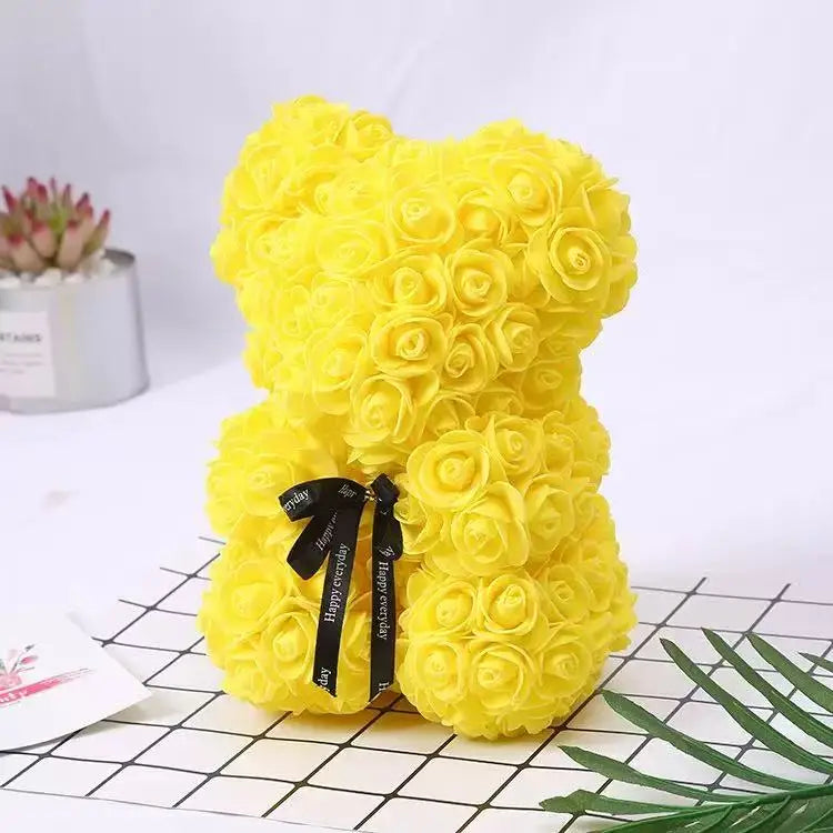 0089 25cm Teddy Rose Flower Bear with Gift Box – Romantic Valentine’s, Anniversary & Wedding Keepsake