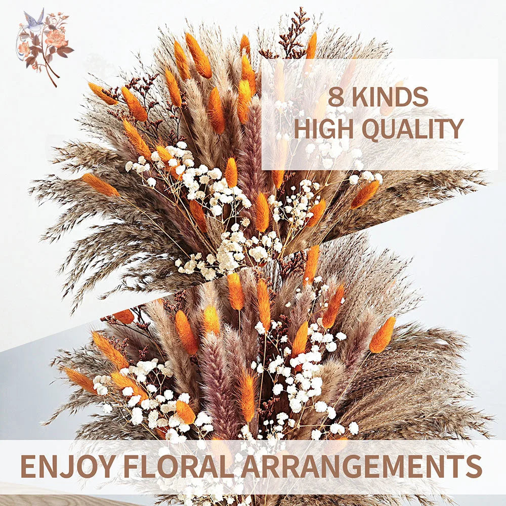 0070 Autumn Dried Fluffy Pampas Bunny Tails Boho Home Nature Flower Bouquet Baby Breath Living Room Vase Decor Wedding Couples Gift