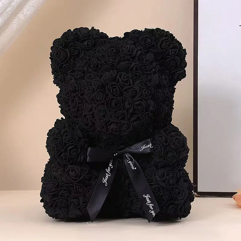 0089 25cm Teddy Rose Flower Bear with Gift Box – Romantic Valentine’s, Anniversary & Wedding Keepsake
