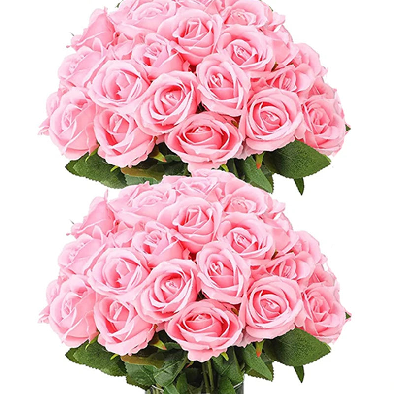 0087 50 Pcs Velvet Artificial Roses – Real Touch Fake Flowers for Wedding, Valentine’s & Home Décor