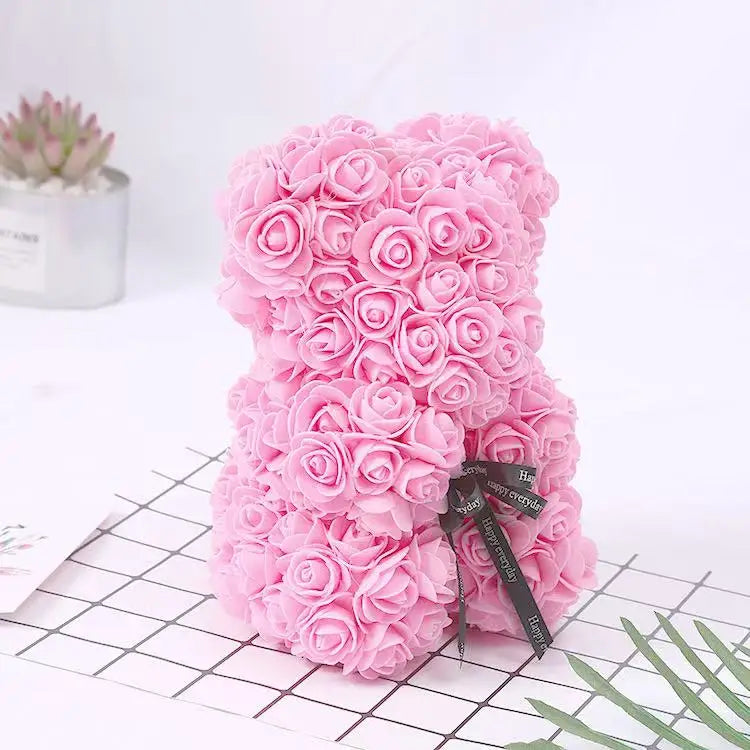 0089 25cm Teddy Rose Flower Bear with Gift Box – Romantic Valentine’s, Anniversary & Wedding Keepsake