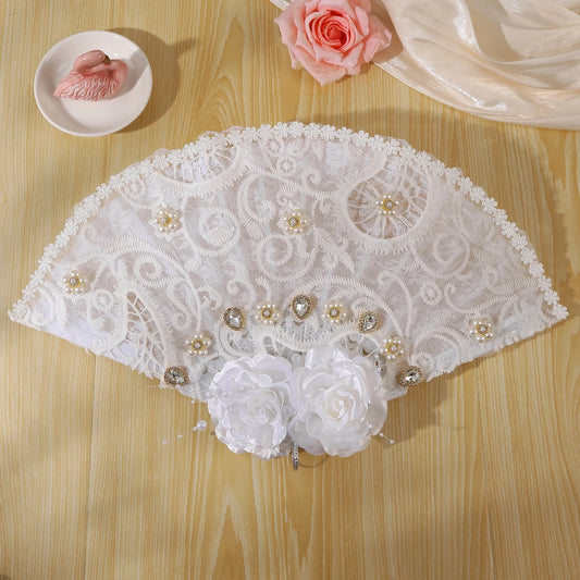 0063 A wedding decoration fan, snow white art flower decoration wedding supplies, suitable for bridal engagement and wedding season,