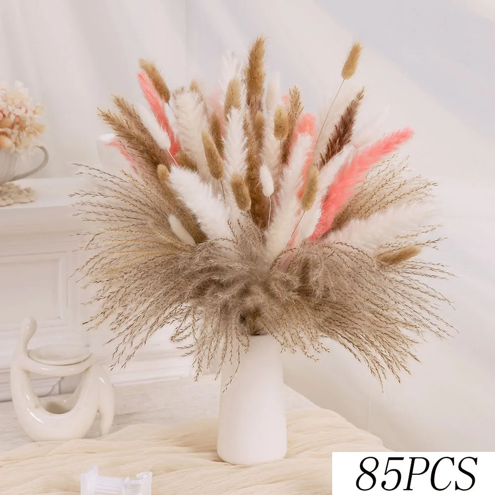0075 Pink White Dried Flowers Mariage Bouquet Centerpieces for Weddings Natural Pampas Grass Real Gypsophile Nordic Boho Home Decor