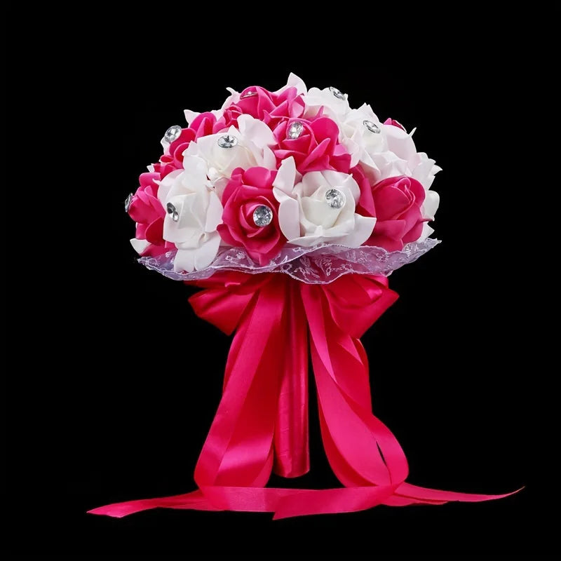 0055 A bouquet of European and American creative bridal foam wedding big diamond heart-shaped rose flower bouquet and bouquet