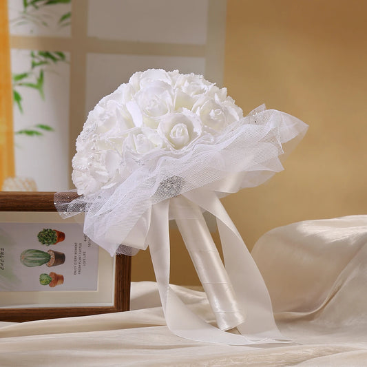 0050 1pc bouquet of artificial hand bouquets, love, beautiful creative pearl design, suitable for the wedding bride and groom, weddin