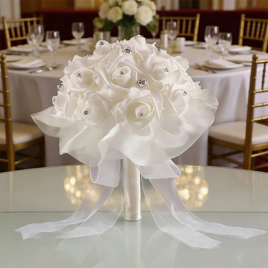 0057 The bride's wedding heart-shaped bouquet of artificial flowers. Luxurious wedding decoration. Handcrafted. Suitable for various