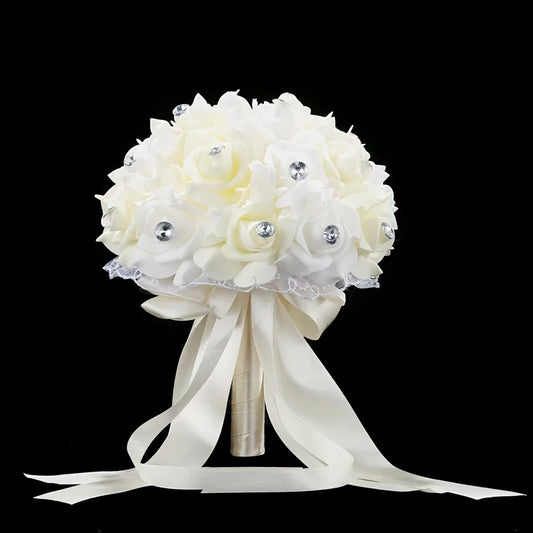 0055 A bouquet of European and American creative bridal foam wedding big diamond heart-shaped rose flower bouquet and bouquet