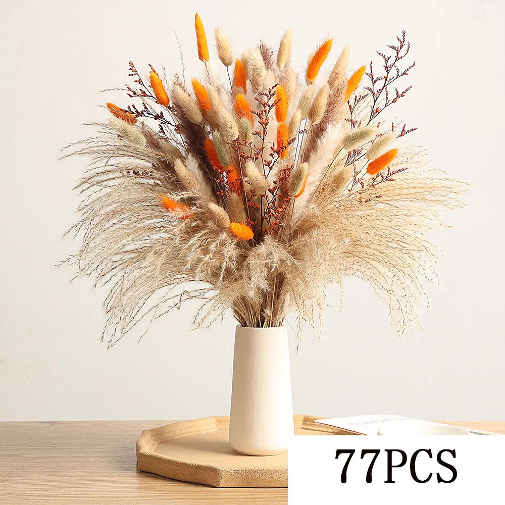0070 Autumn Dried Fluffy Pampas Bunny Tails Boho Home Nature Flower Bouquet Baby Breath Living Room Vase Decor Wedding Couples Gift