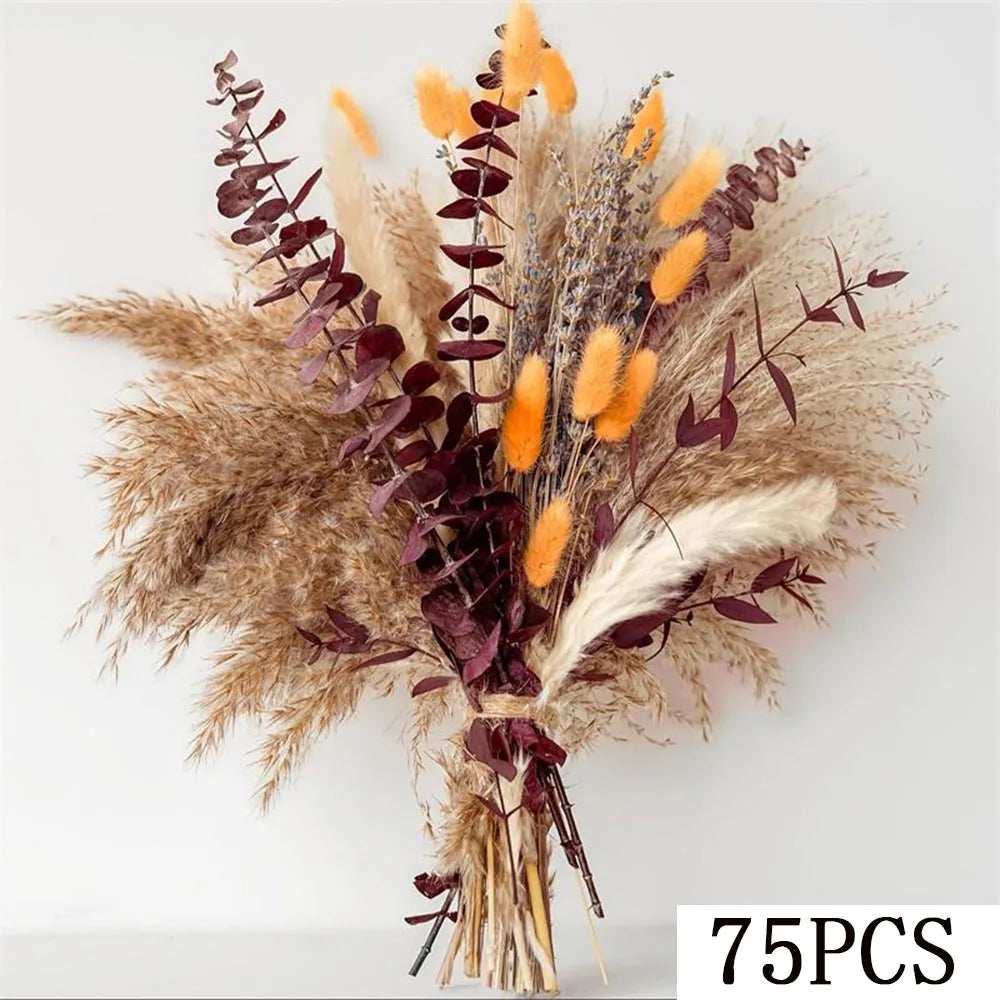 0070 Autumn Dried Fluffy Pampas Bunny Tails Boho Home Nature Flower Bouquet Baby Breath Living Room Vase Decor Wedding Couples Gift