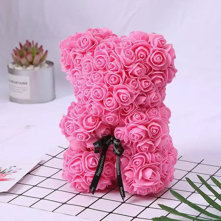 0089 25cm Teddy Rose Flower Bear with Gift Box – Romantic Valentine’s, Anniversary & Wedding Keepsake