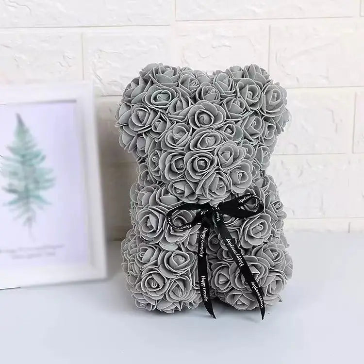 0089 25cm Teddy Rose Flower Bear with Gift Box – Romantic Valentine’s, Anniversary & Wedding Keepsake
