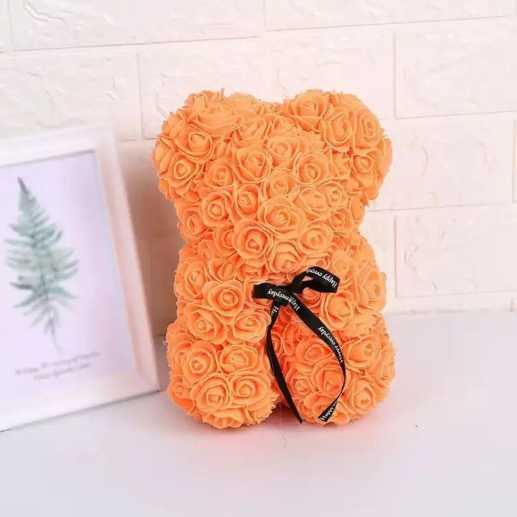 0089 25cm Teddy Rose Flower Bear with Gift Box – Romantic Valentine’s, Anniversary & Wedding Keepsake