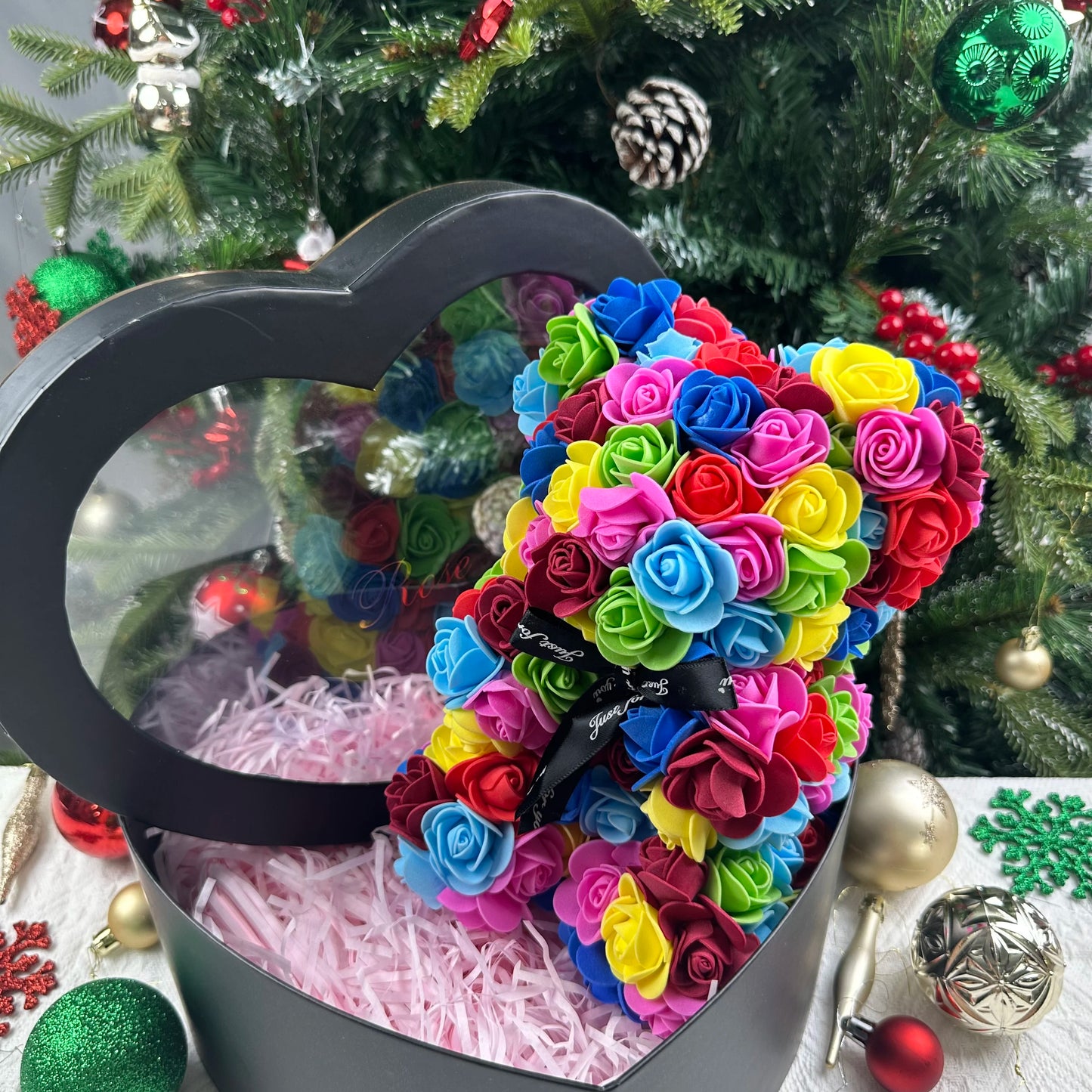 0089 25cm Teddy Rose Flower Bear with Gift Box – Romantic Valentine’s, Anniversary & Wedding Keepsake