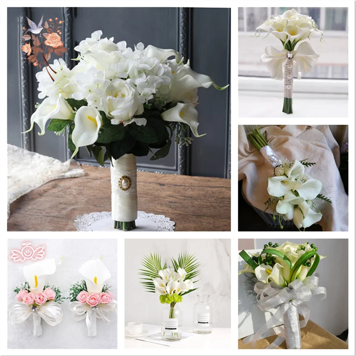 0072 10Pcs White Calla Lily Artificial Flowers for Bridal Wedding Bouquet Real Touch PU Calla Fake Flower Home Bedroom Table Decor