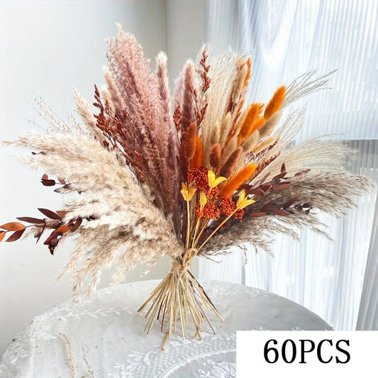 0074 Natural Dried Flowers Green Fresh Eucalyptus Leave Bouquet Boho Chic Home Table Vase Decor Real Pampas Bunch Centerpieces