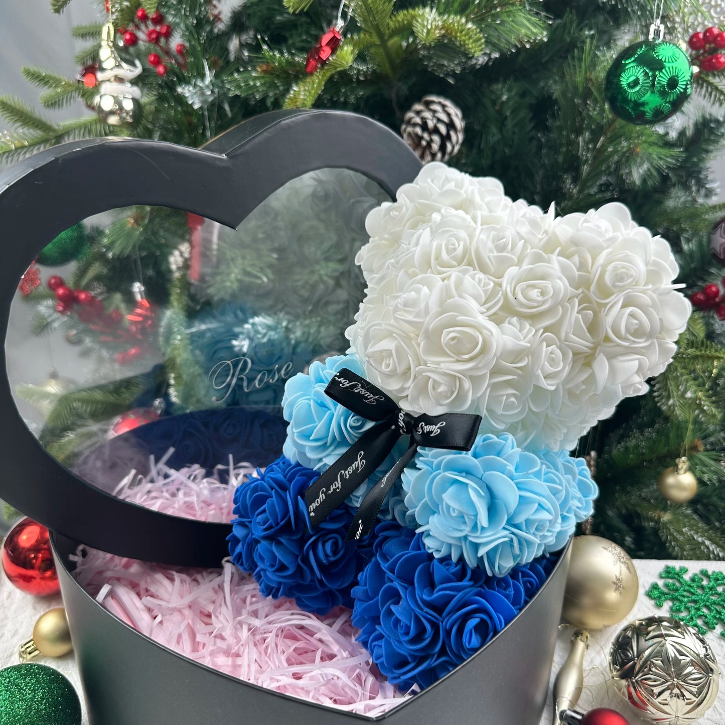 0089 25cm Teddy Rose Flower Bear with Gift Box – Romantic Valentine’s, Anniversary & Wedding Keepsake