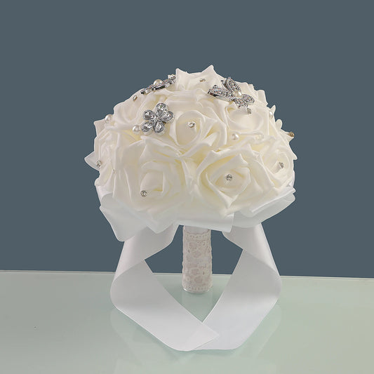 0054 Romantic Rose Bridal Bouquet  – Dreamy & Butterfly , Ideal for Vintage, Boho & Fairytale Weddings