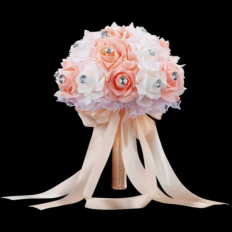 0055 A bouquet of European and American creative bridal foam wedding big diamond heart-shaped rose flower bouquet and bouquet