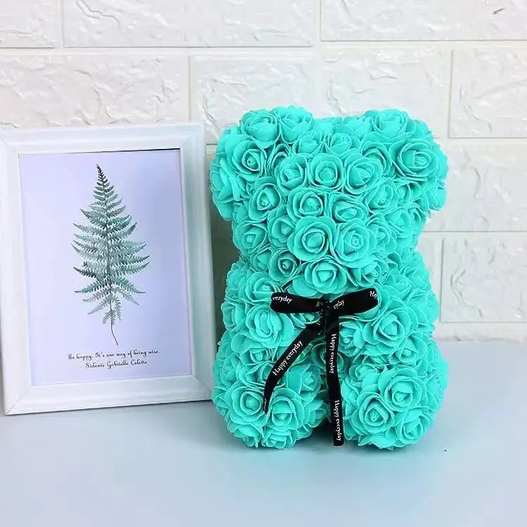 0089 25cm Teddy Rose Flower Bear with Gift Box – Romantic Valentine’s, Anniversary & Wedding Keepsake