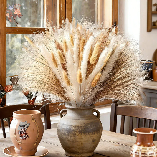 0077 Dried Flowers Natural Pampas Grass Rabbit Tails Reed Bouquet Bohemian Chic Home Decoration Wedding Aisle Centerpiece Arrangement