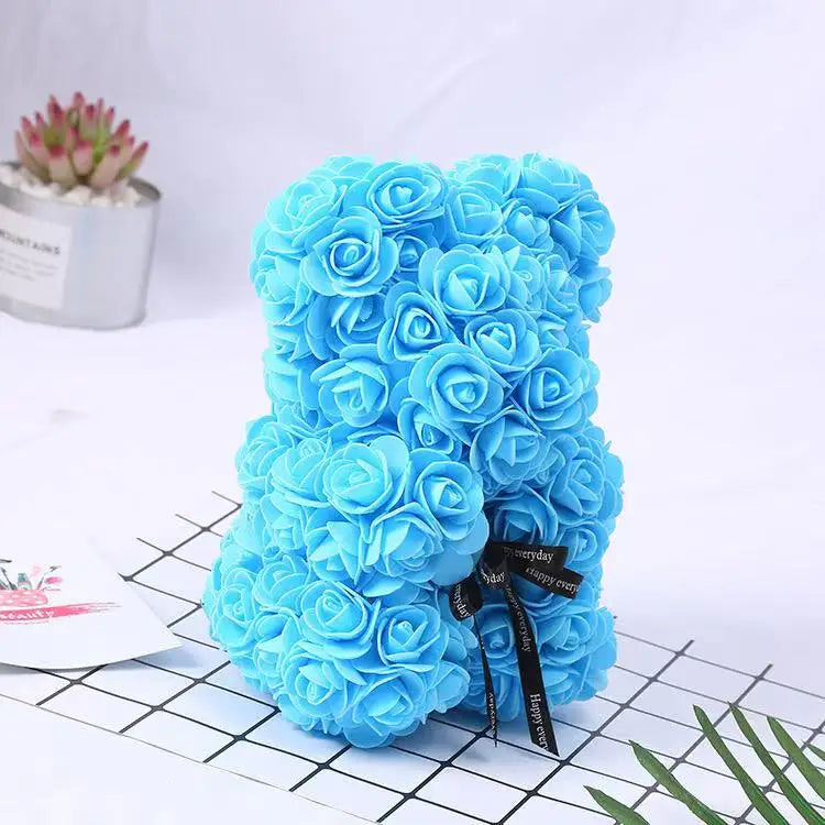 0089 25cm Teddy Rose Flower Bear with Gift Box – Romantic Valentine’s, Anniversary & Wedding Keepsake