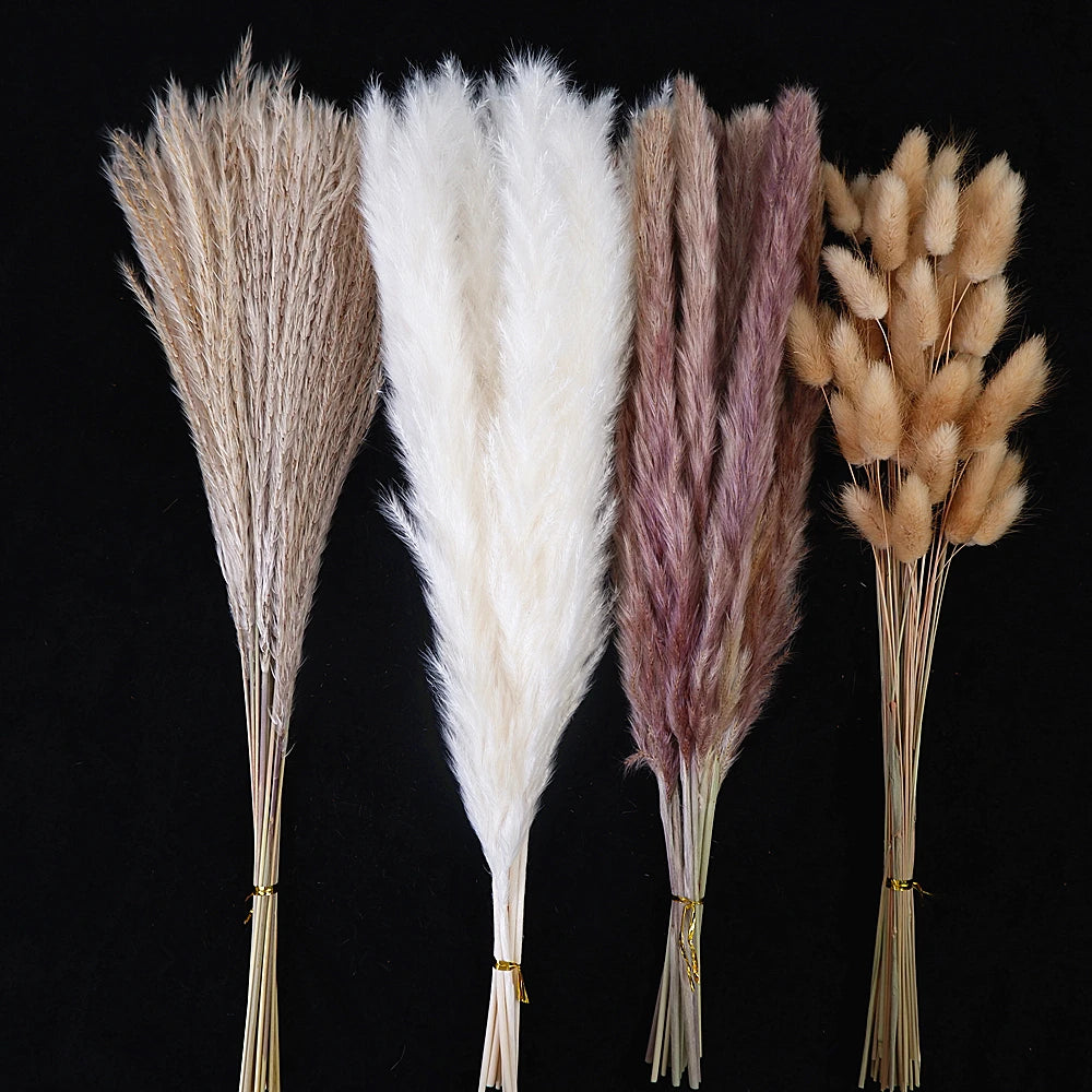0091 Dried Pampas Grass Bouquet – 80–110 Pcs with Bunny Tails & Reed Grass for Wedding & Boho Décor