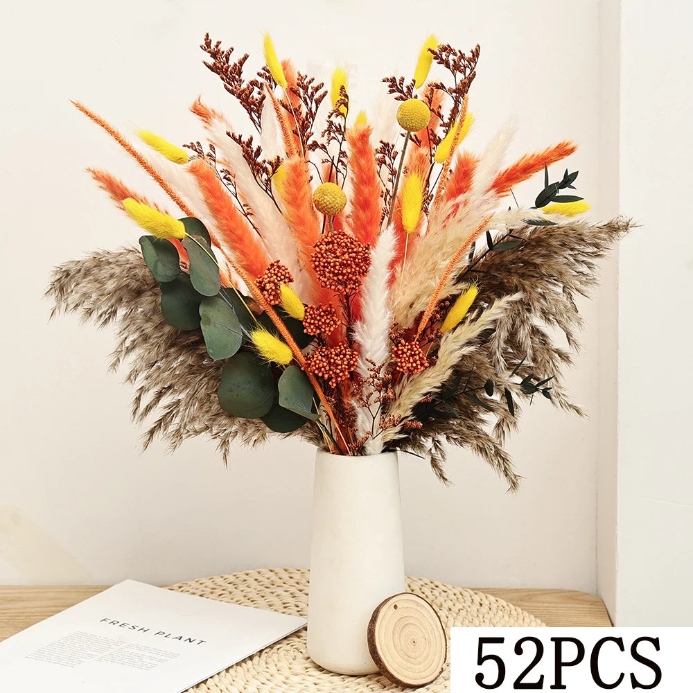 0070 Autumn Dried Fluffy Pampas Bunny Tails Boho Home Nature Flower Bouquet Baby Breath Living Room Vase Decor Wedding Couples Gift