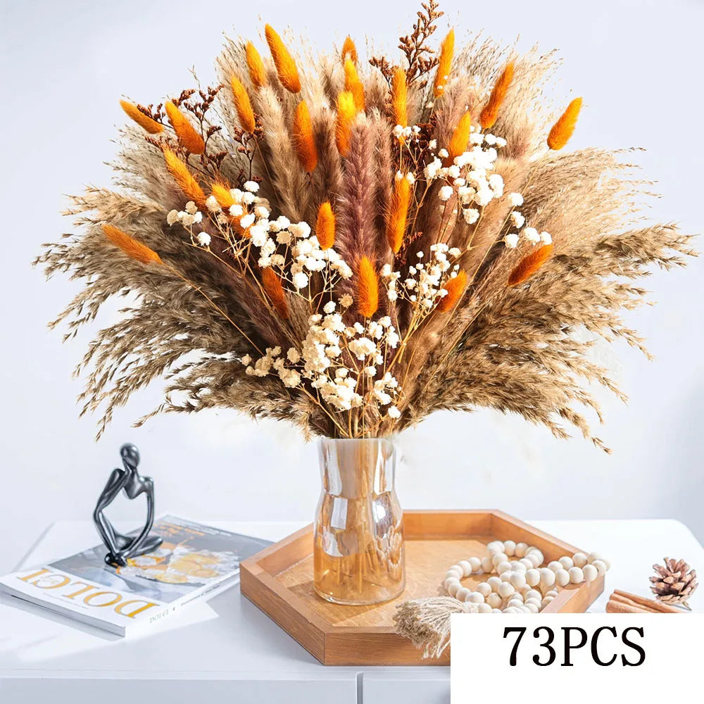 0070 Autumn Dried Fluffy Pampas Bunny Tails Boho Home Nature Flower Bouquet Baby Breath Living Room Vase Decor Wedding Couples Gift