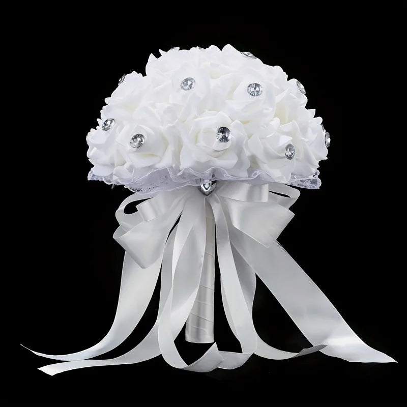0055 A bouquet of European and American creative bridal foam wedding big diamond heart-shaped rose flower bouquet and bouquet