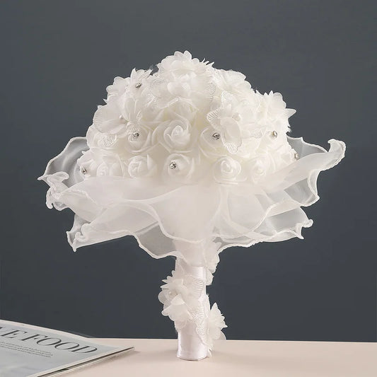 0056 Rose flower lace creative hand bouquet, wedding gift on behalf of love bouquet, suitable for engagement, marriage