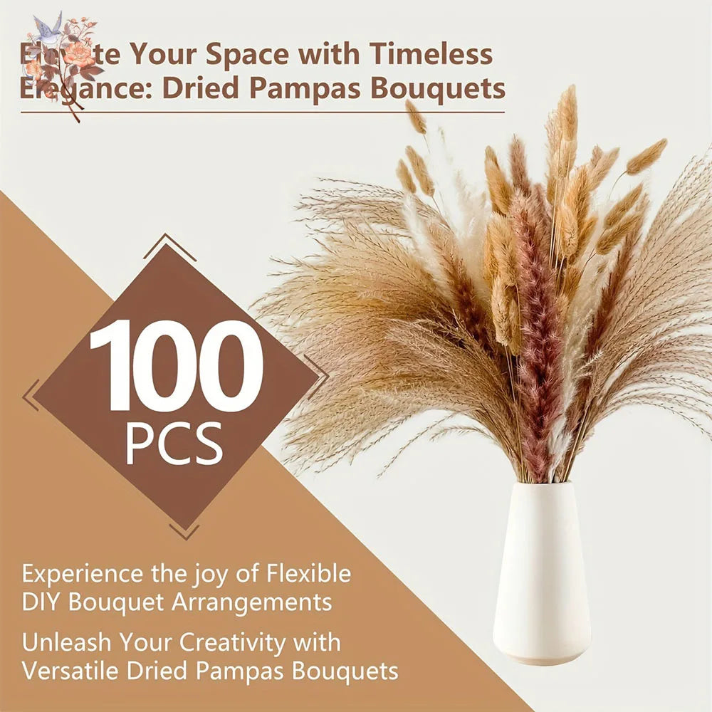 0077 Dried Flowers Natural Pampas Grass Rabbit Tails Reed Bouquet Bohemian Chic Home Decoration Wedding Aisle Centerpiece Arrangement