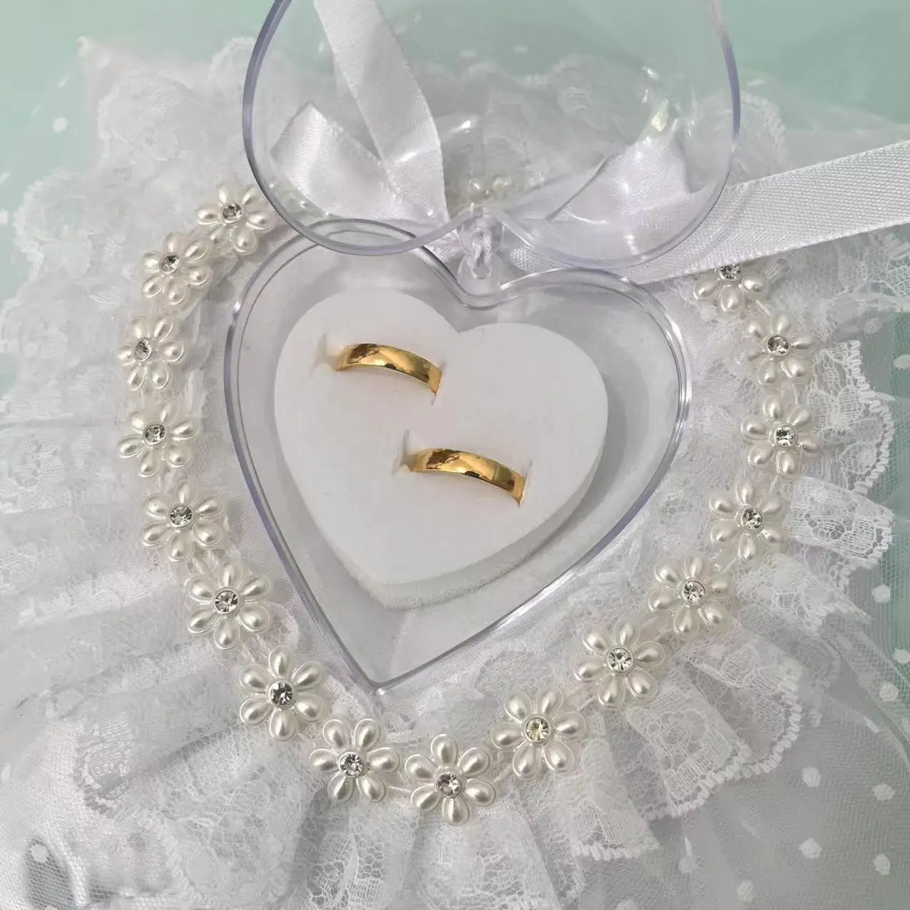 0052 Wedding Ring Pillow  - Elegant Ring Bearer Cushion for Bride and Groom's Ceremonial Exchange