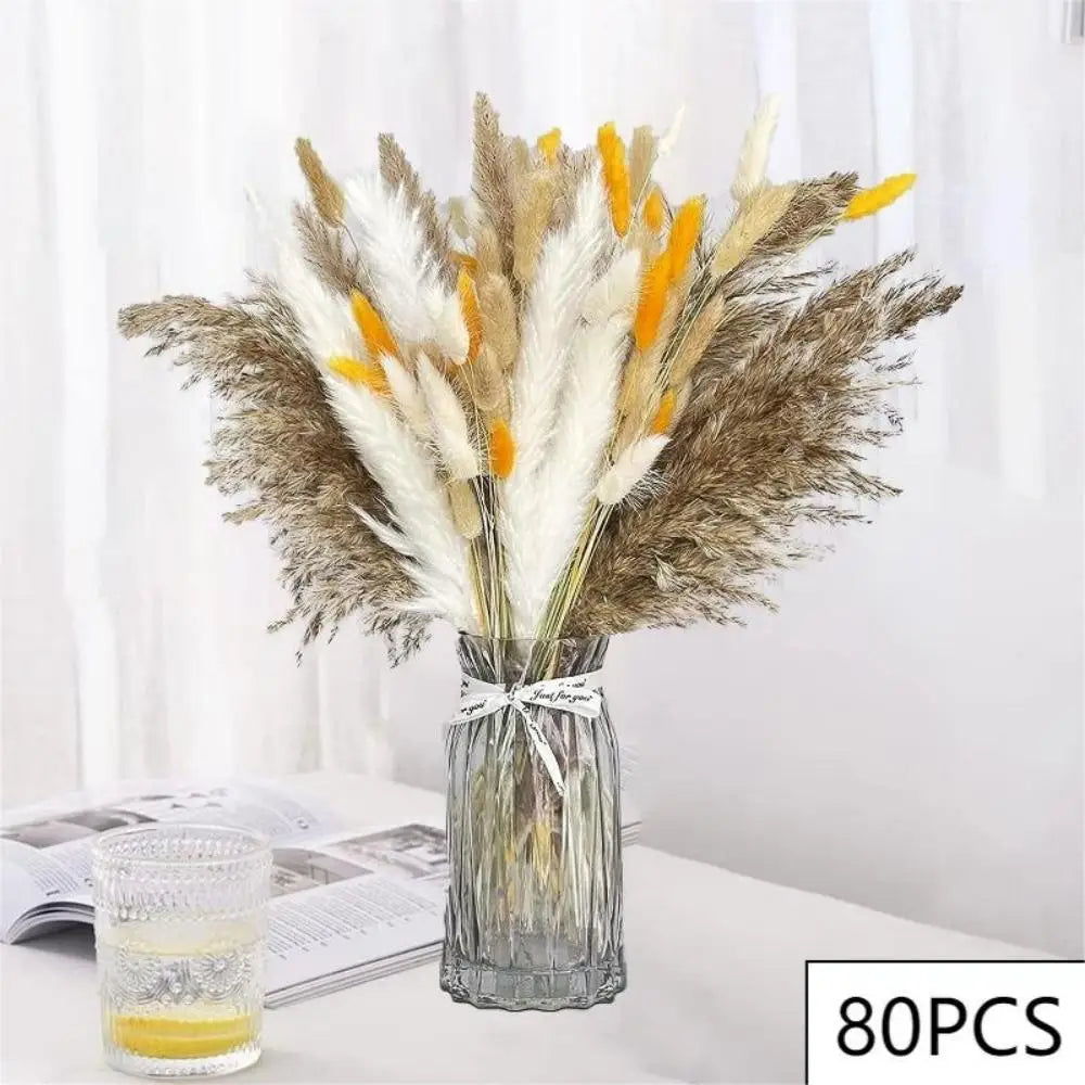 0070 Autumn Dried Fluffy Pampas Bunny Tails Boho Home Nature Flower Bouquet Baby Breath Living Room Vase Decor Wedding Couples Gift