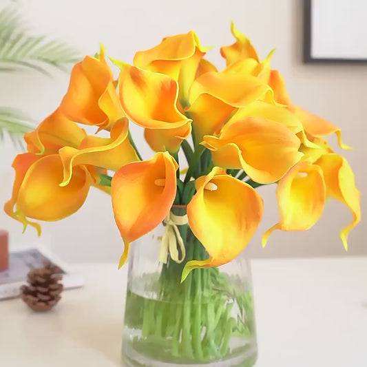 0072 10Pcs White Calla Lily Artificial Flowers for Bridal Wedding Bouquet Real Touch PU Calla Fake Flower Home Bedroom Table Decor