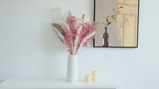 0075 Pink White Dried Flowers Mariage Bouquet Centerpieces for Weddings Natural Pampas Grass Real Gypsophile Nordic Boho Home Decor